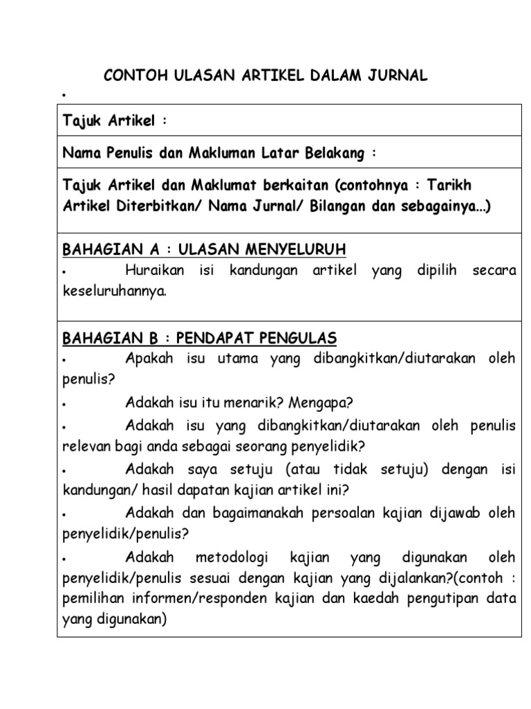  Contoh  Ulasan  Artikel Jurnal Rangeruti