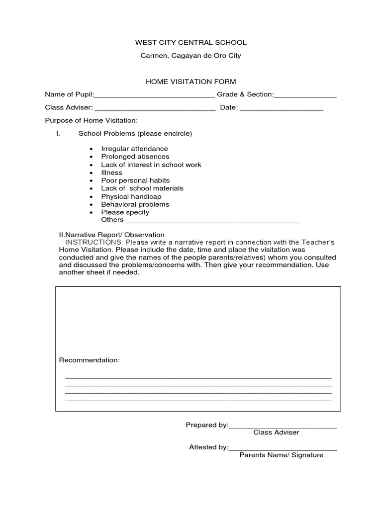 Home Visitation Form