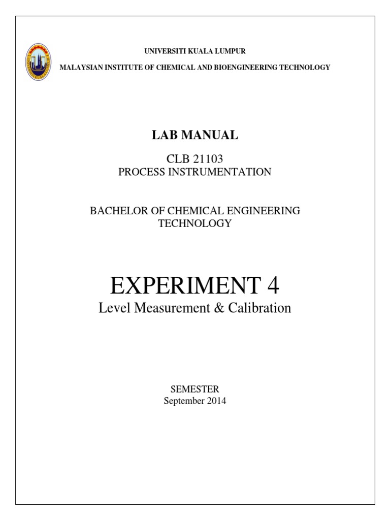 Level Measurement and Calibration Lab | PDF | Valve | Pressure Measurement
