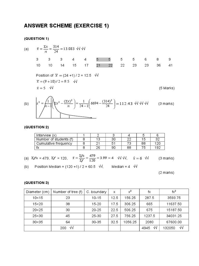 Answer Scheme (Exercise 1) : (Question 1) | PDF | Science & Mathematics