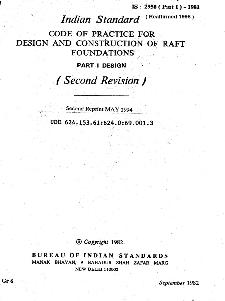 Is 2950 (Part-I) Code of Practice For Design and Constructio | PDF ...