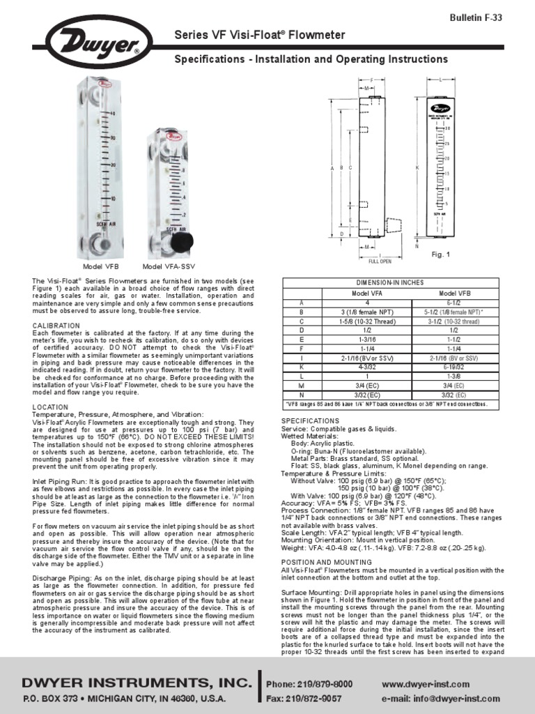 Flow Meter Specification Flow Measurement Valve