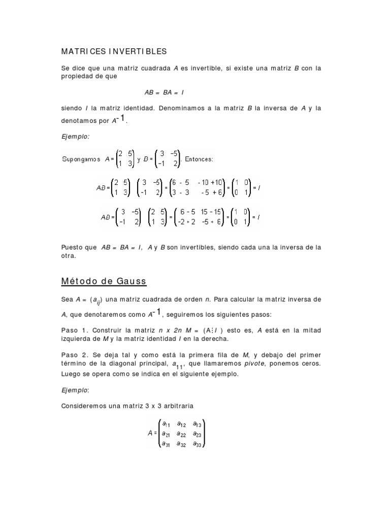 Matrices Invertibles | PDF