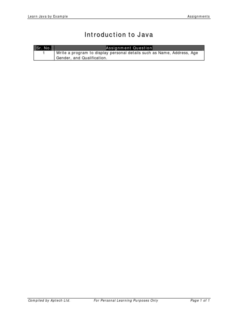 Java Programming Assignments Guide | PDF | Career & Growth