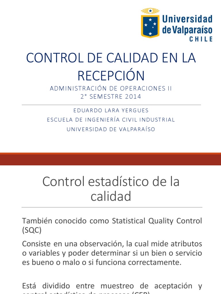 Control de Calidad en Recepción | PDF | Muestreo (Estadísticas ...