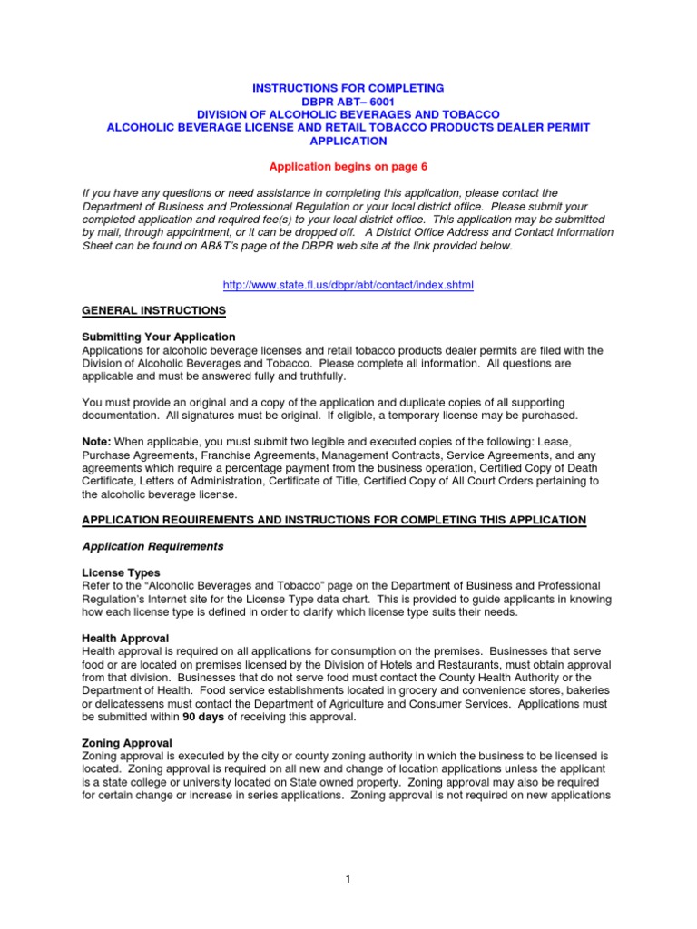 alcoholic beverage license tobacco permit application package