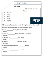 Adding 'ing' verbs and subject-verb agreement worksheet