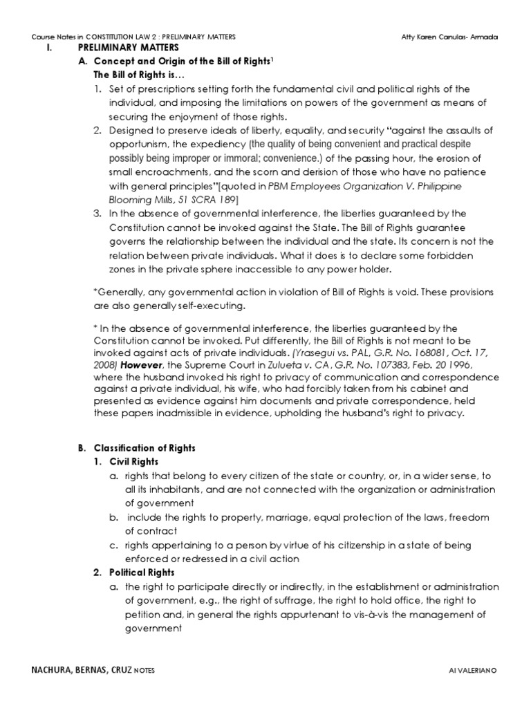 Constitution Law 2: Bill of Rights Overview | PDF | First Amendment To ...