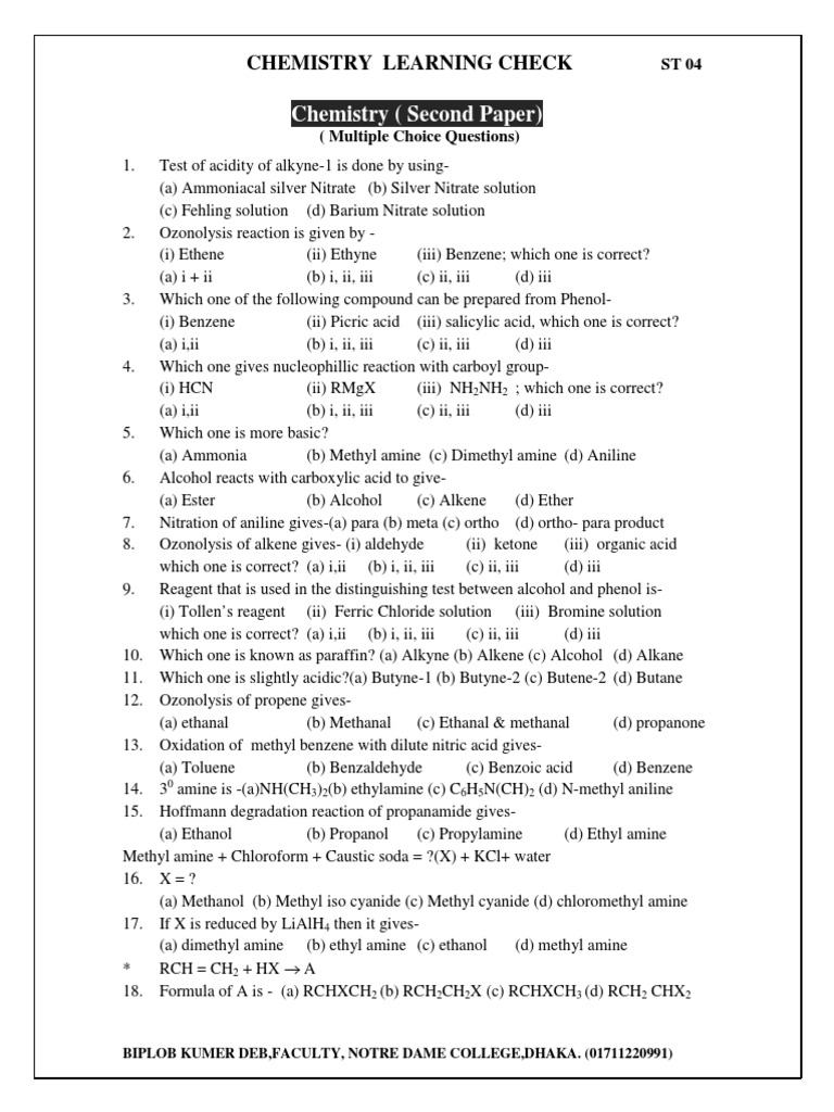 Mcqengversion  Alcohol  Aldehyde