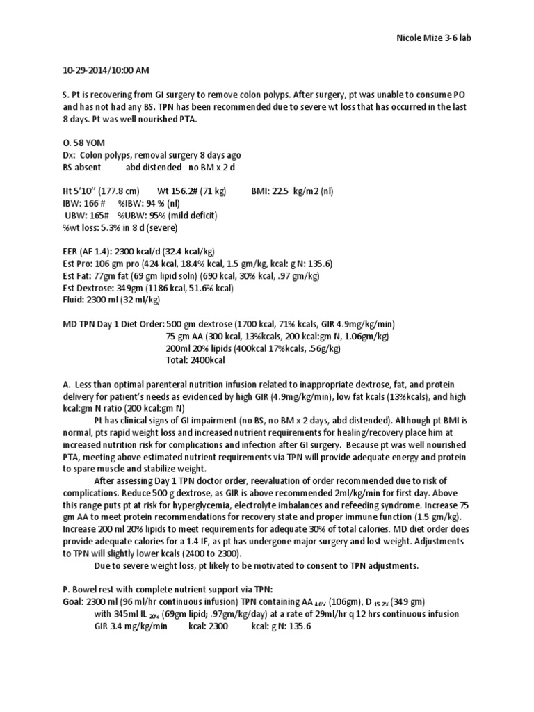 soap note tpn mize Weight Loss Health Sciences