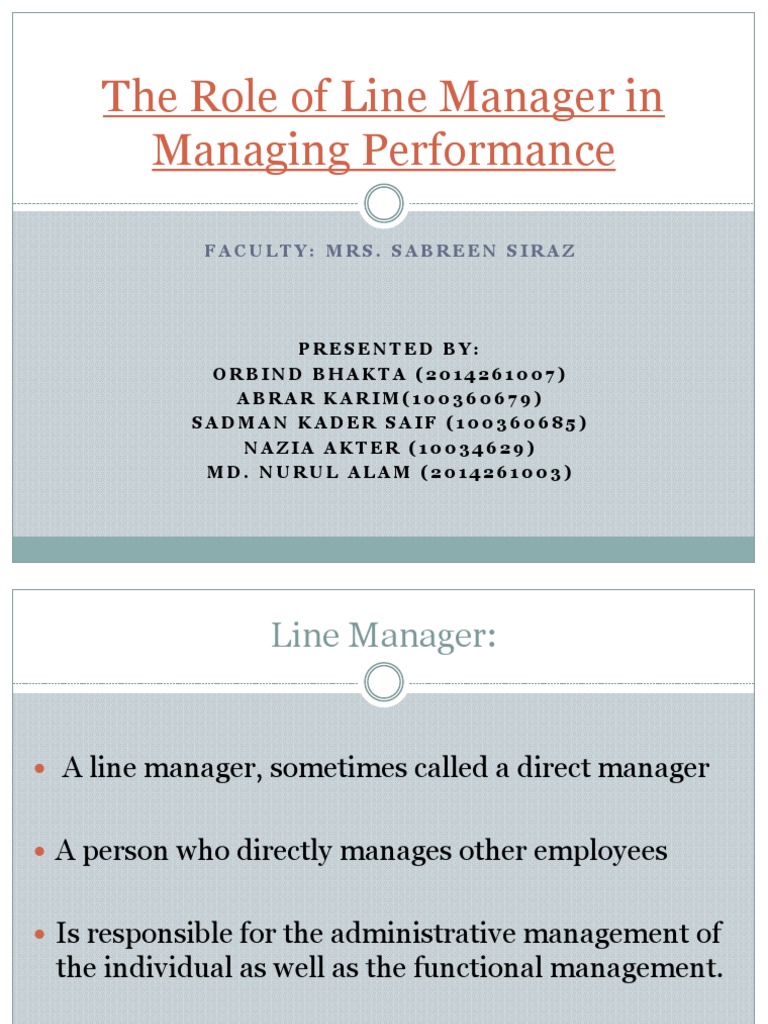 Role of Line Managers in Performance Management | PDF | Performance ...