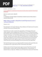 10 01 03 Request Forwarded To The Chinese Ambassador, To The Basel Accord Committee and To BIS - To Reconsider Credit Policies To US Government