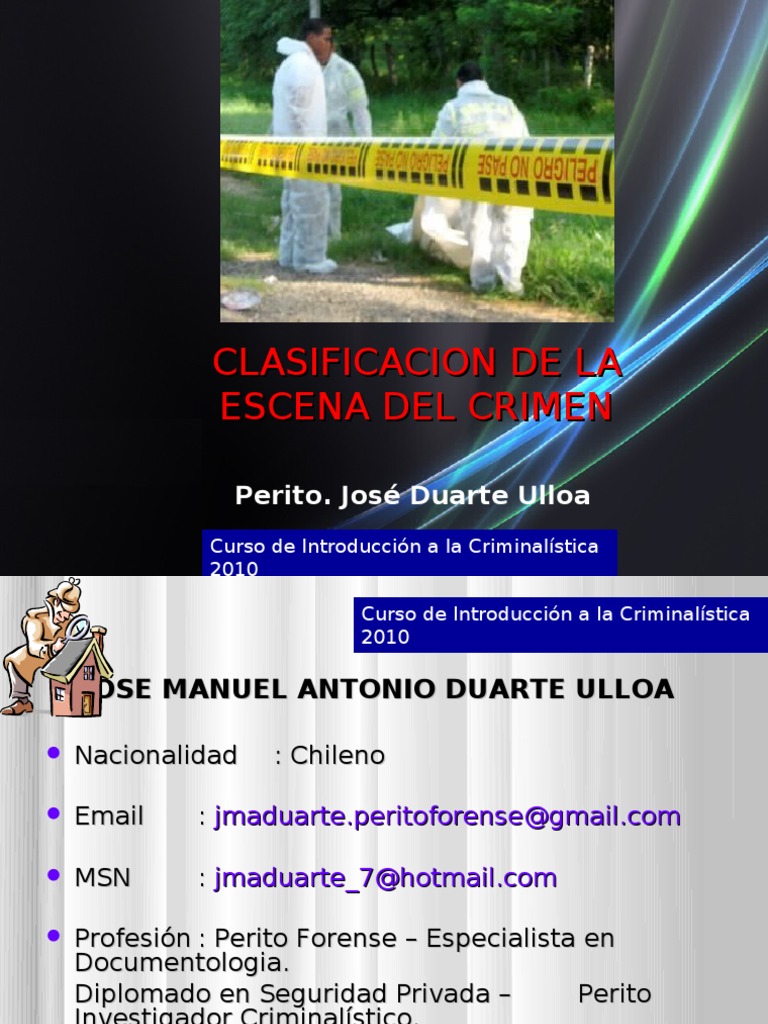 Clasificacion Del Sitio de La Escena Del Crimen.pptjose Duarte Ulloa