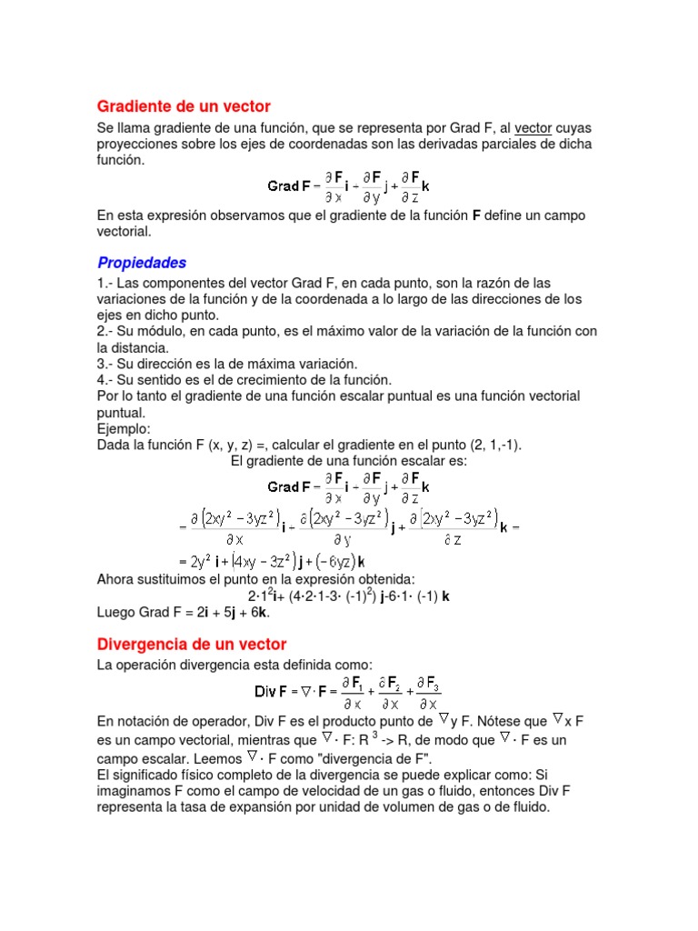 Gradiente y Divergencia de Funciones | PDF | Degradado | Divergencia