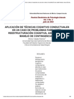 Aplicación de Las Técnicas Cognitivo Conductuales en Un Caso de Conductas Específicas - Asertividad, Solución de Problemas y Manejo de Contingencias