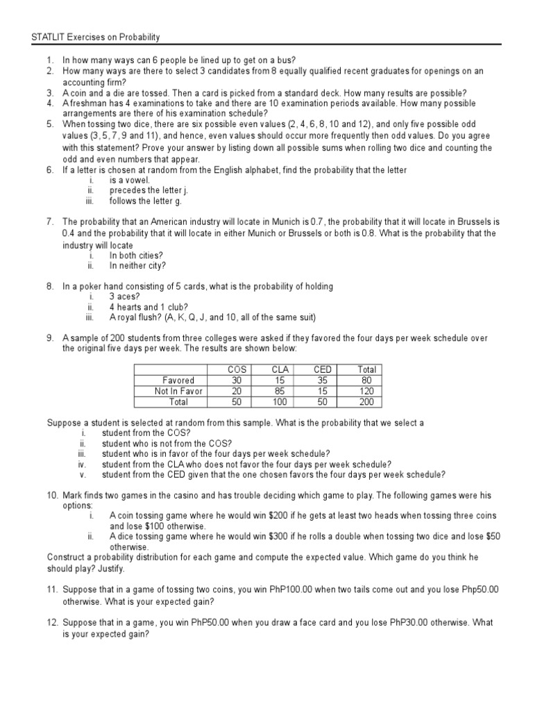 Probability Exercises | Probability | Dice | Free 30-day Trial | Scribd