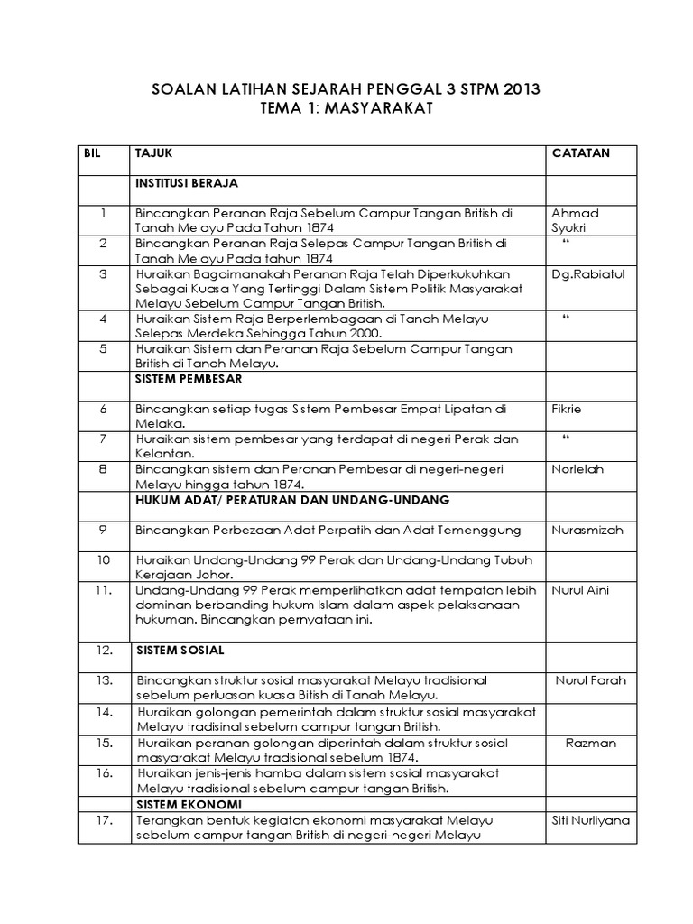 Soalan Latihan Sejarah Penggal 3 6ae Pdf