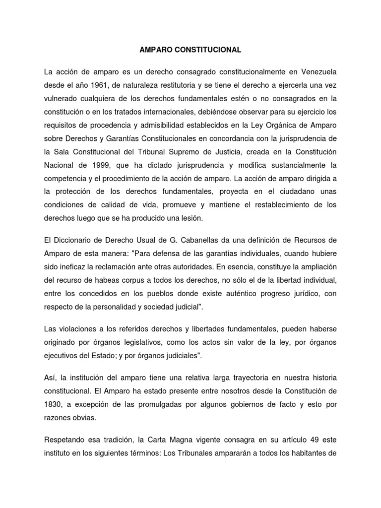 Recurso de Amparo | PDF | Derecho Constitucional | Caso de ley