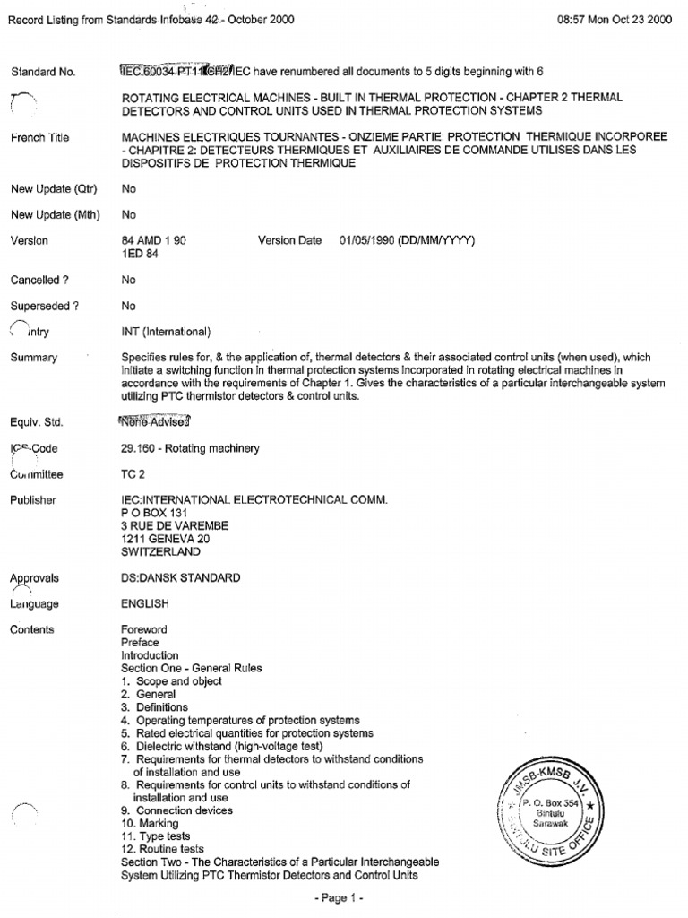 IEC 60034 Pt.11 Ch.2 (Thermal Protection) | PDF
