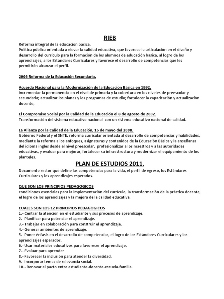 Guia de Estudios RIEB | PDF | Educación primaria | Educación Secundaria