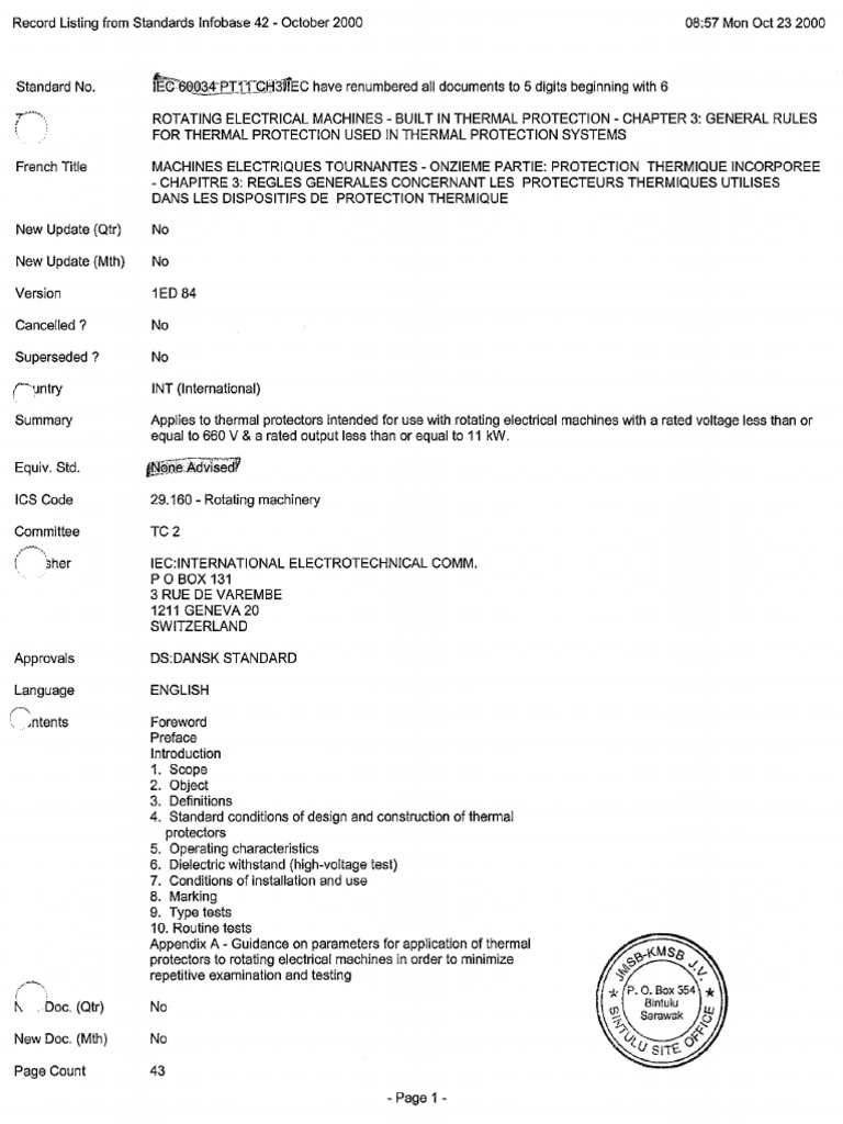 IEC 60034 Pt.11 Ch.3 (Thermal Protection) | PDF | Technology & Engineering