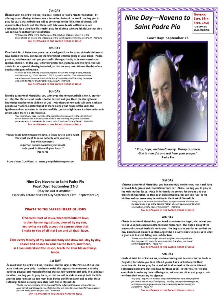 Padre Pio Novena Pamphlet Purgatory Prayer