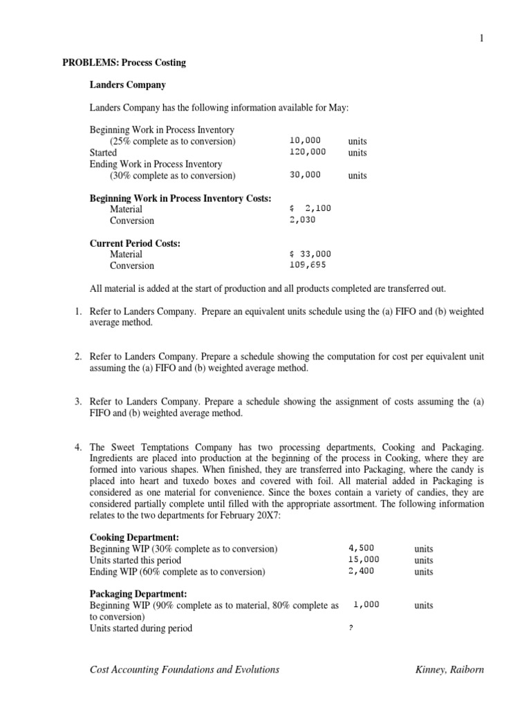 Long Problems Process Costing PDF | PDF | Cost Of Goods Sold | Inventory