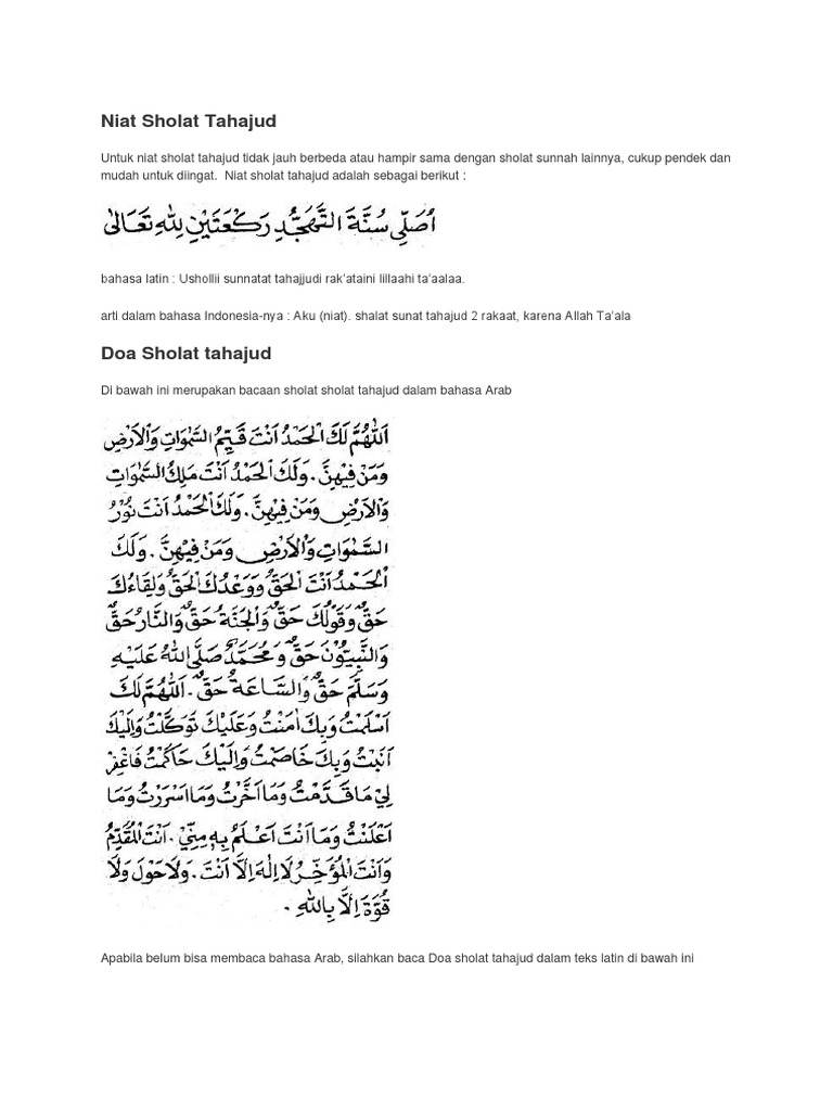 Niat Sholat Tahajud