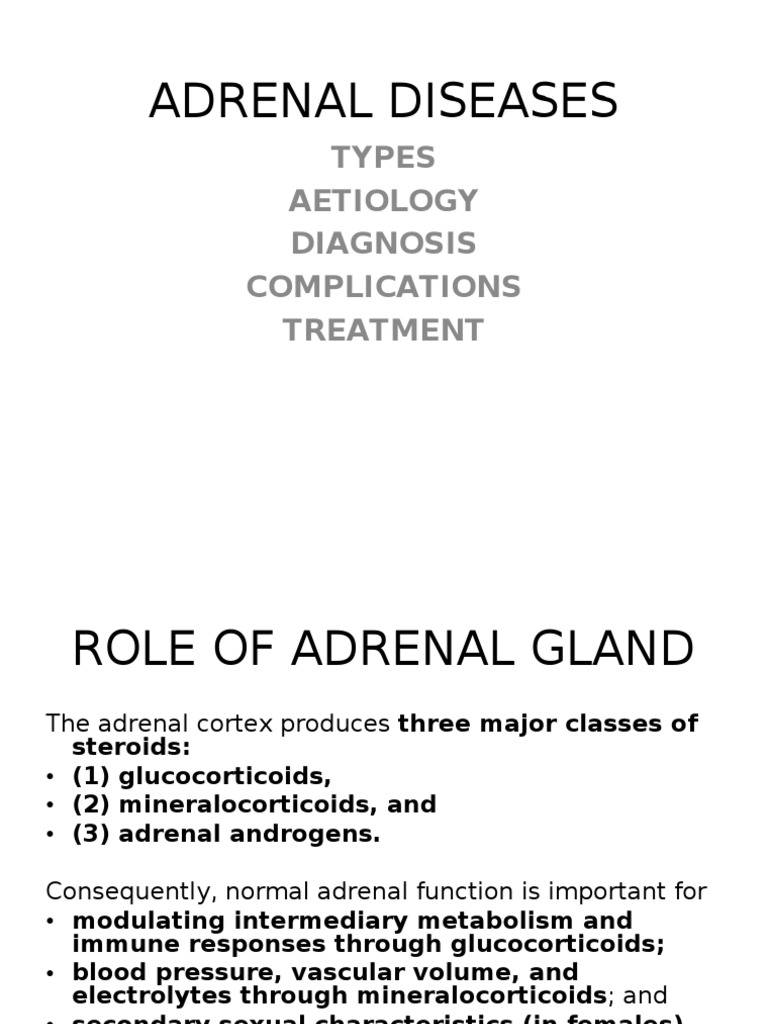 Adrenal Diseases Types Aetiology Diagnosis Complications Treatment