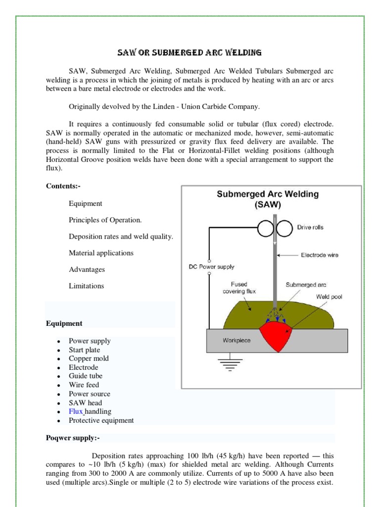Submerged Arc Welding Overview | PDF | Welding | Construction