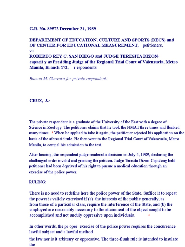 Decs Vs San Diego Case Digest PDF Physician Constitutional Law