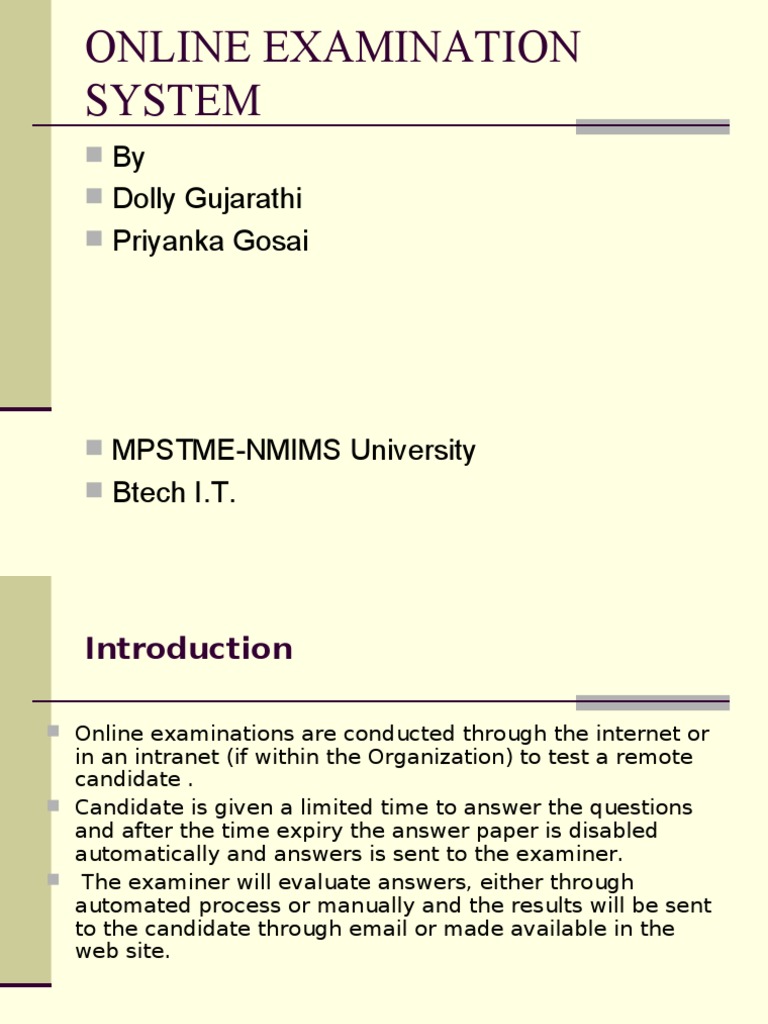 Online Examination System - Presentation | PDF | Standardized Tests ...