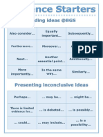 Sentence Starters: Presenting Additional or Inconclusive Ideas