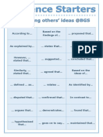 Sentence Starters: Presenting Others' Ideas