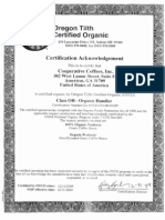 Cooperative Coffees 2010 Organic Certificate