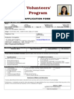 Volunteers' Program: Application Form