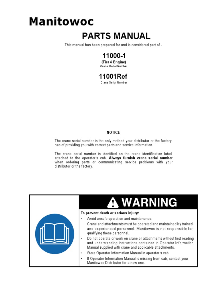 Manitowoc 11000-1 Parts Manual PDF | Electrical Connector | Pump