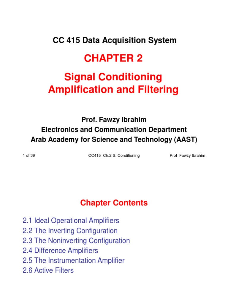 CC415 Chapter 2 Signal Conditioning PDF Amplifier Operational