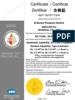 SILAshcroft A Series Pressure Switch C61508 Certificate