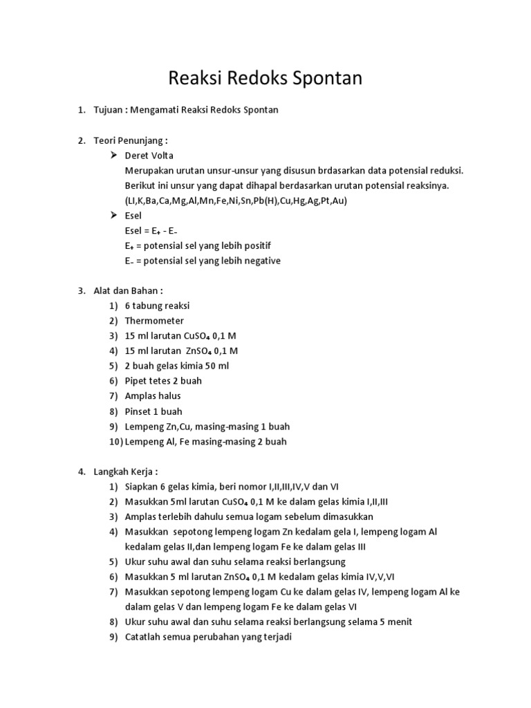Reaksi Redoks Spontan