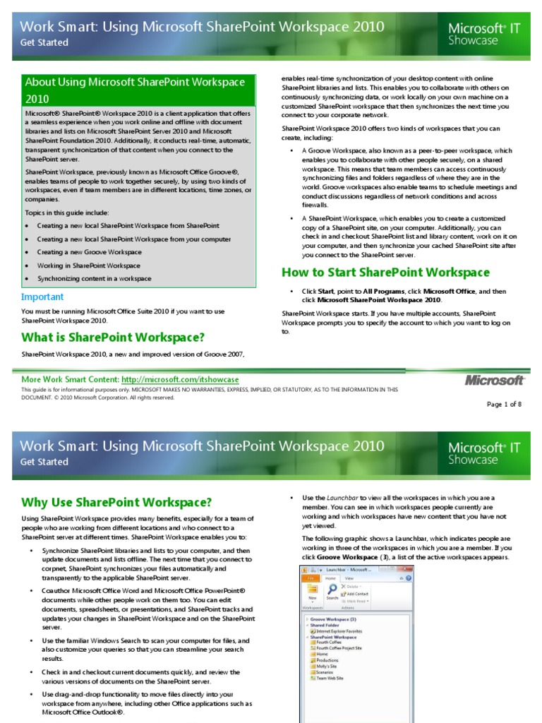 Work Smart: Using Microsoft Sharepoint Workspace 2010 | PDF | Share ...