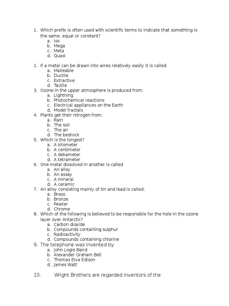 Science Quiz: Key Concepts and Terms | PDF
