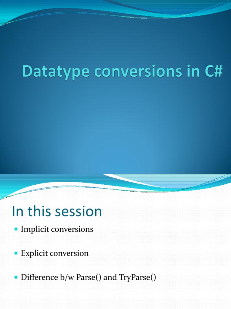Datatype Conversions in C# | PDF