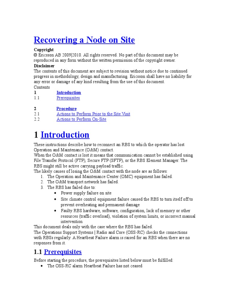 Recovering A Node On Site | PDF | Port (Computer Networking) | File ...