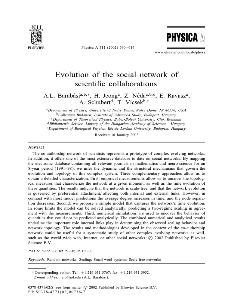 Evolution of Scientific Collaboration Networks | PDF | Power Law ...