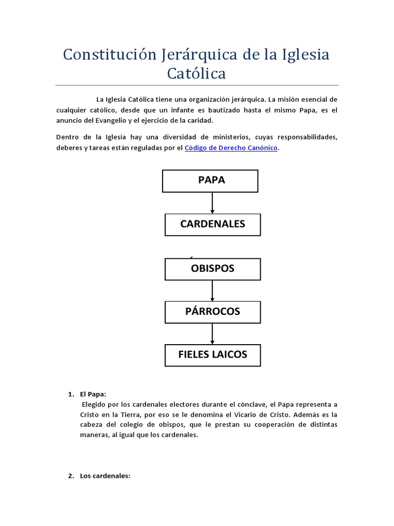 Estructura Jerárquica de la Iglesia Católica | PDF | Papa | Iglesia ...