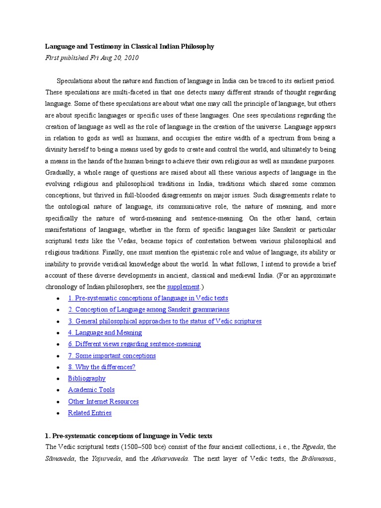 Language in Classical Indian Philosophy | PDF | Vedas | Brahman