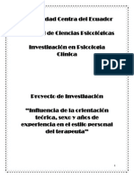 Nfluencia de La Orientación Teórica Sexo y Años de Experiencia en El Estilo Personal Del Terapeuta