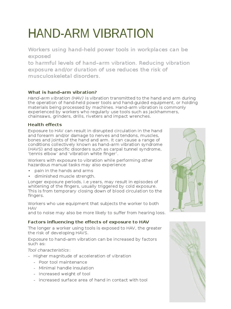 Hand Arm Vibration Fact Sheet Arm Hand
