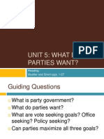 Unit 5: What Do Parties Want?: Reading: Mueller and Strom Pgs. 1-27